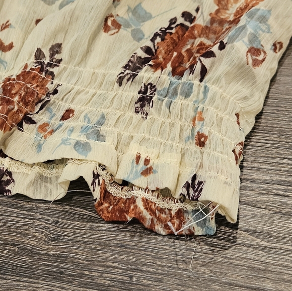 Decree Women Medium Boho Floral Peasant Cottagecore Sheer Long Sleeve Blouse - Picture 7 of 10